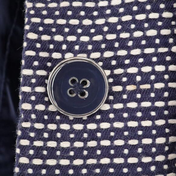 Cynthia Rowley Jacket Womens Large Navy Blue White Cotton Lined Blazer Career - Picture 10 of 14